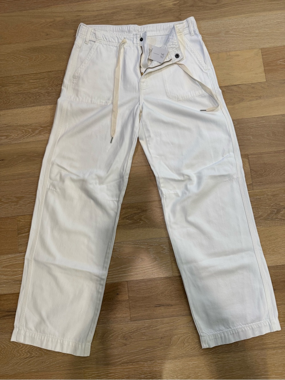 Women's White Drawstring Chino Pants